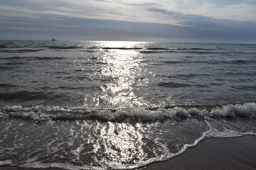 Sand beach. Black sea. Beautiful seascape.