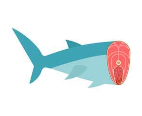 Piece of fish steak isolated. food vector illustration
