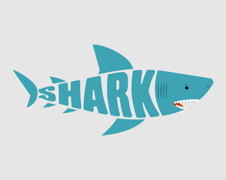 Shark lettering sign. text fish symbol. vector illustration