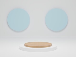 3d render. white podium minimal scene with geometric forms background. Mock up for cosmetics and beauty fashion product.