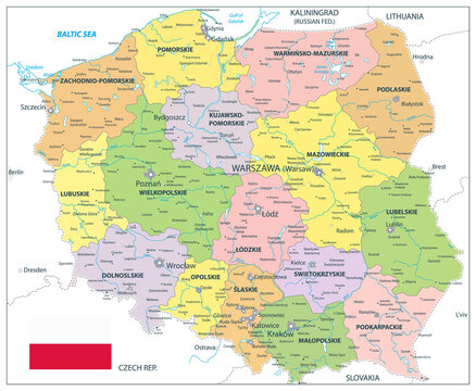 Fototapeta Poland Political Map Isolated on white