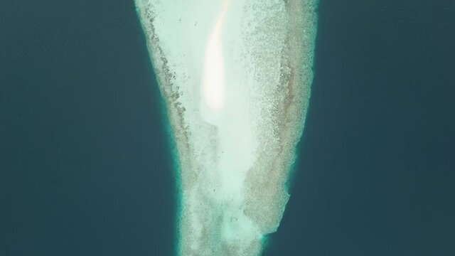 Aerial  Drone Tropical Island on the Maldives with white beaches and azure blue water