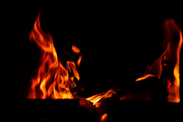 Natural flames on a radical black background. Ready for use with Adobe Photoshop in screen mode.