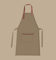 Blank leather aprons, apron mockup, clean apron, design presentation for print, 3d illustration, 3d rendering