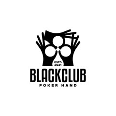 illustration of a three hands forming a club-shaped, good for any business who related with a poker game. logo vector template - obrazy, fototapety, plakaty