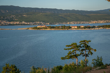 Sunset view from the island of Krk, Croatia, Silo village