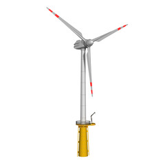 3d Windrad, Windkraftanlage zur Stromgewinnung, isoliert