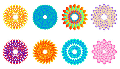 Abstract round circle colorful shapes icons for wrapping, clothing print