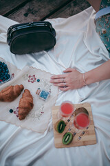 girl on a picnic by the lake