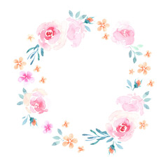 watercolor pastel wreath flowers seamless