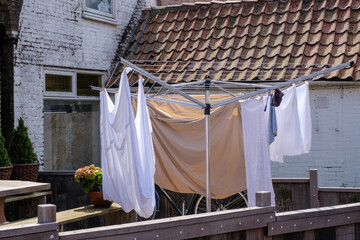 Laundry on Urk, Flevoland Province, The Netherlands - obrazy, fototapety, plakaty