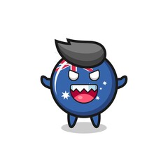illustration of evil australia flag badge mascot character