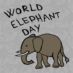 World Elephant Day. Seamless pattern with elephants