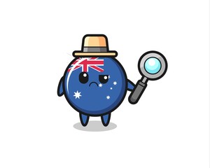 the mascot of cute australia flag badge as a detective