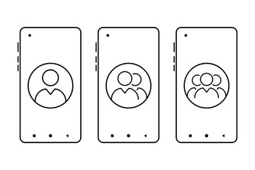 Smartphone with avatar profile icon. User group symbol. People icon. Illustration vector