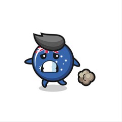 illustration of the australia flag badge running in fear