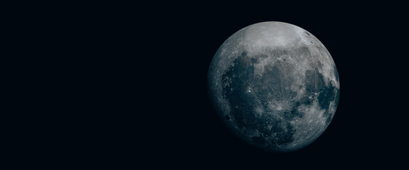 Full moon on a dark night. Beautiful texture of the moon