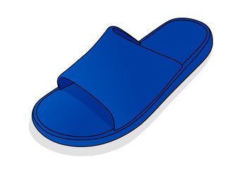 Blank Blue Slipper Shoes Template On White Background, Vector File