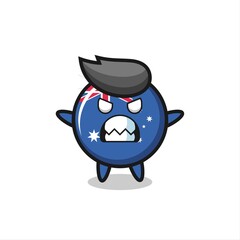wrathful expression of the australia flag badge mascot character