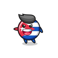 cuba flag badge cartoon with very excited pose