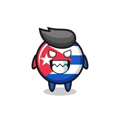 evil expression of the cuba flag badge cute mascot character