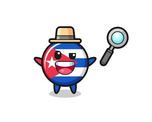 illustration of the cuba flag badge mascot as a detective who manages to solve a case