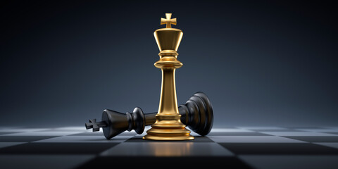 Black and golden chess king - Business leader concept - Strategy planning and competition	