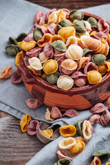 Hand made Orecchiette pasta with natural flavors