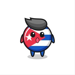 the amazed expression of the cuba flag badge cartoon