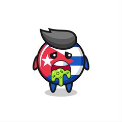 Obraz premium the cute cuba flag badge character with puke