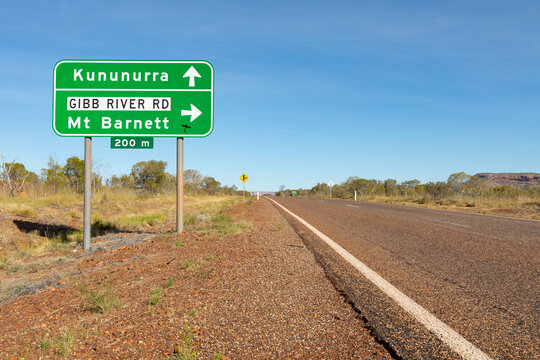 road sign on Victoria Highway at Gibb River Road turnoff