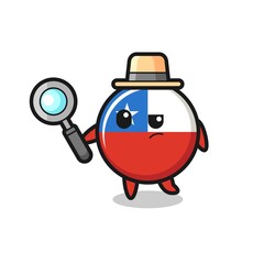 chile flag badge detective character is analyzing a case