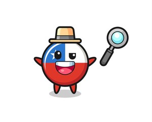 illustration of the chile flag badge mascot as a detective who manages to solve a case