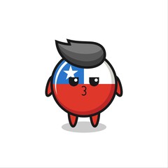 the bored expression of cute chile flag badge characters