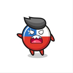 cute chile flag badge cartoon in a very angry pose
