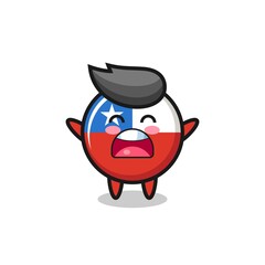 cute chile flag badge mascot with a yawn expression
