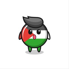 the amazed expression of the palestine flag badge cartoon