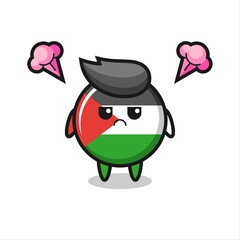 Obraz premium annoyed expression of the cute palestine flag badge cartoon character