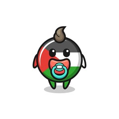 baby palestine flag badge cartoon character with pacifier