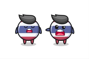 illustration of the argue between two cute thailand flag badge characters