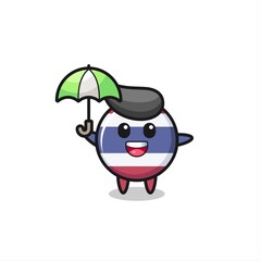 cute thailand flag badge illustration holding an umbrella