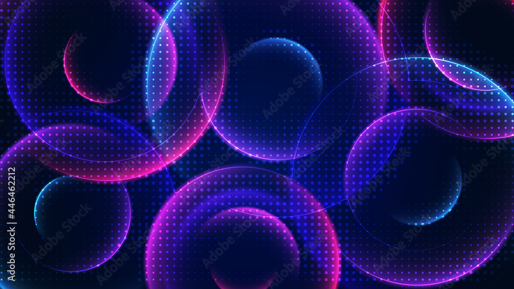 Poster abstract dark blue background. vector image. halftone effect. blurry semi-transparent red and purple