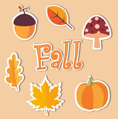 set of autumn element stickers