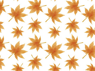 Watercolor seamless pattern autumn leaves on a white background