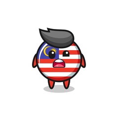 the shocked face of the cute malaysia flag badge mascot