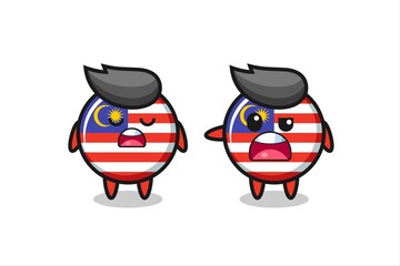 illustration of the argue between two cute malaysia flag badge characters