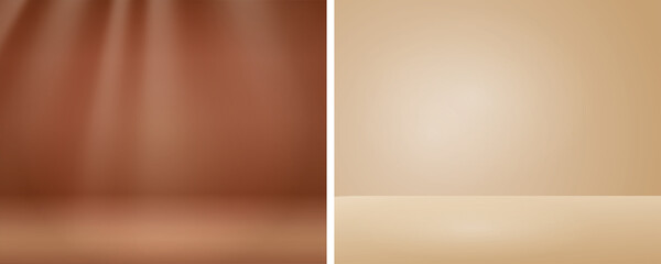 Abstract Luxury gradient brown background. Stage showcase on pedestal display beige studio. Soft beige background for display products. Brown scene with soft studio lighting. - obrazy, fototapety, plakaty