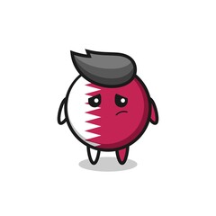 the lazy gesture of qatar flag badge cartoon character