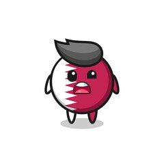 the shocked face of the cute qatar flag badge mascot