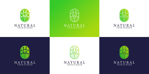 Set of creative beauty flower logo design inspiration Premium Vecto